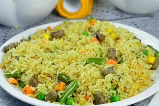 Fried Rice and Chicken and Plantain