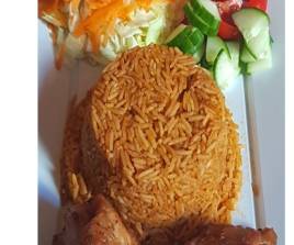 Jollof Rice and Turkey and Plantain